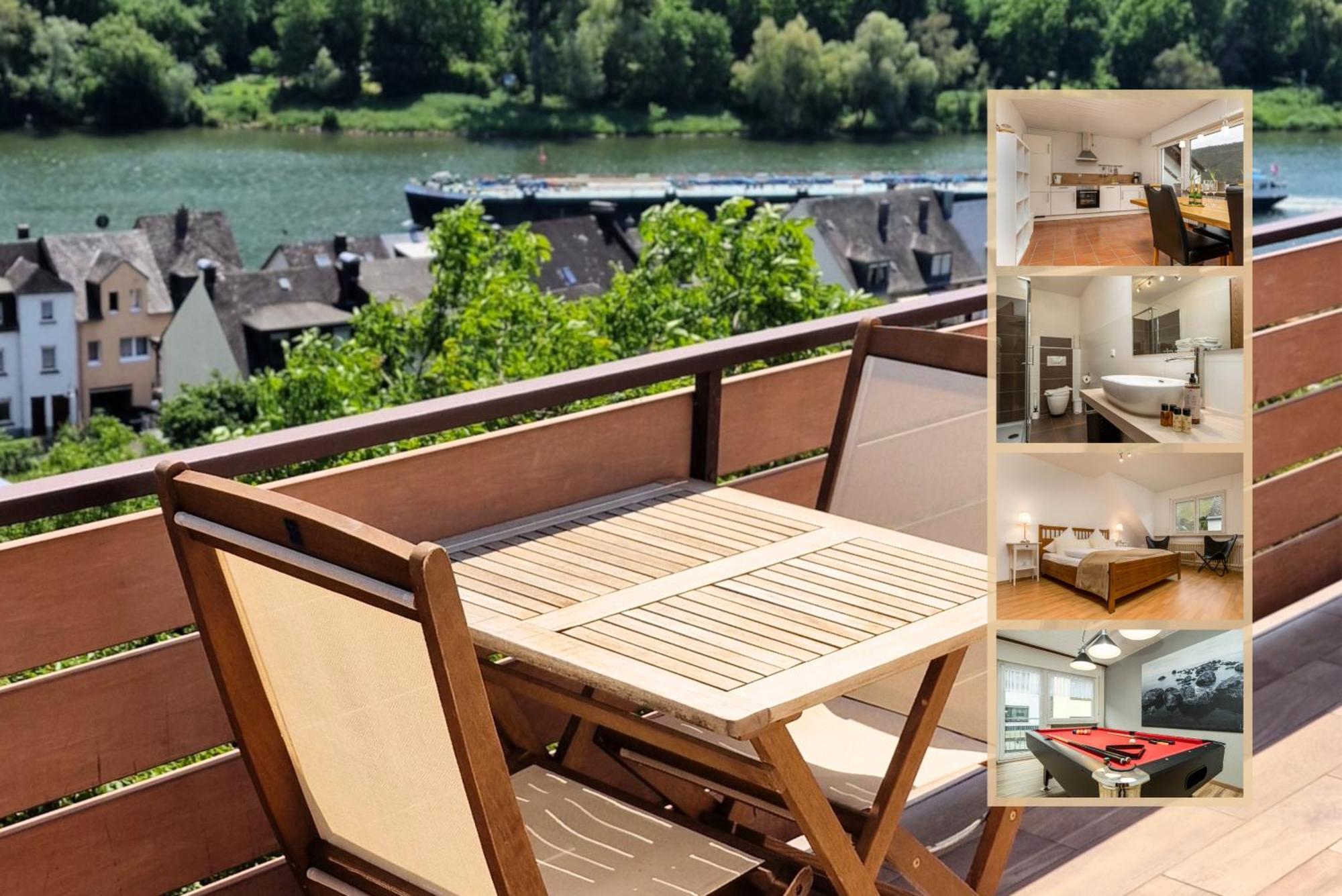 Ferienwohnung In Klotten Mit Atemberaubendem Panoramablick Auf Die Mosel, Billardraum Und Balkon ภายนอก รูปภาพ